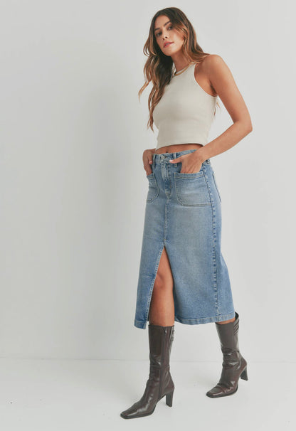 Midi Jean Skirt