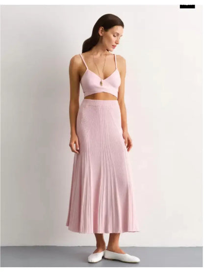 A graceful A-line skirt fashioned from pure, breathable cotton, in a charming shade of pink.
